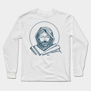 Jesus Christ Serene Face illustration Long Sleeve T-Shirt